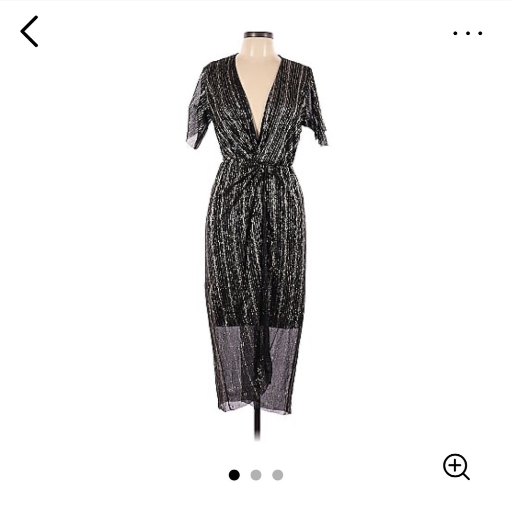 Black Gold Thread Metallic Dress